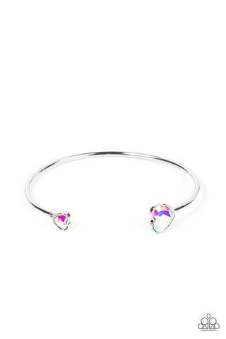 Unrequited Love - Multi - Iridescent Heart Rhinestone Paparazzi Cuff Bracelet