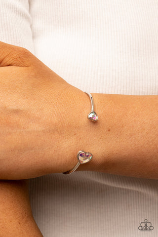 Unrequited Love - Multi - Iridescent Heart Rhinestone Paparazzi Cuff Bracelet