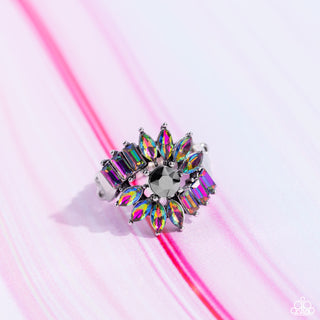 Untamable Universe - Multi - Oil Spill Flower Rhinestone Paparazzi Ring - February 2023 Life of the Party Exclusive