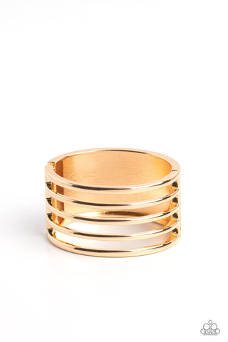 Wayward Warrior - Gold - Bar Paparazzi Hinge Bracelet