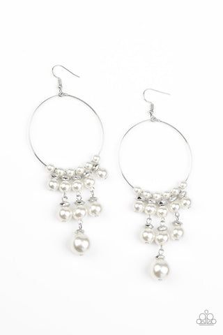 Working the Room White Paparazzi Earrings