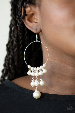Working the Room White Paparazzi Earrings