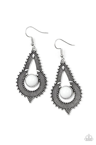 Zoomin Zumba White Paparazzi Earrings