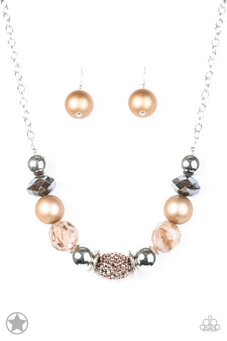 A Warm Welcome - Copper - and Brown Bead Paparazzi Short Necklace