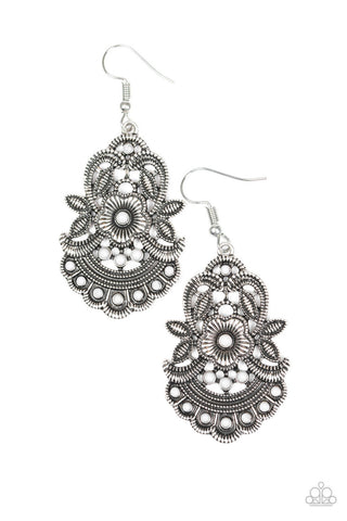 Blooming Bora Bora Silver Paparazzi Earrings