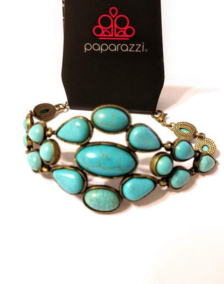 Blooming Prairies Brass Turquoise September 2019 Fashion Fix Exclusive Paparazzi Bracelet