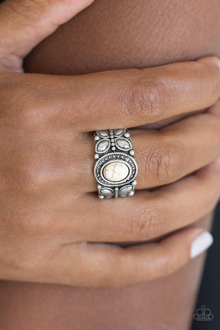 Butterfly Belle White Paparazzi Ring