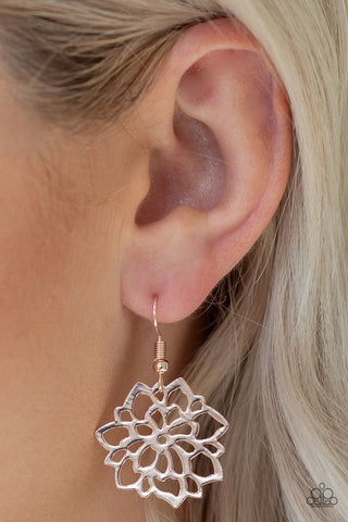 Darling Dahlia Rose Gold Paparazzi Earrings