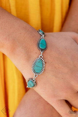 Elemental Exploration - Blue - Asymmetrical Turquoise Stone Paparazzi Lobster Claw Bracelet - August 2021 Simply Santa Fe