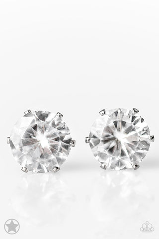 Just in Timeless - White - Rhinestone Stud Paparazzi Post Earrings