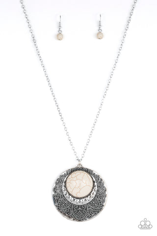 Medallion Meadow White Paparazzi Necklace