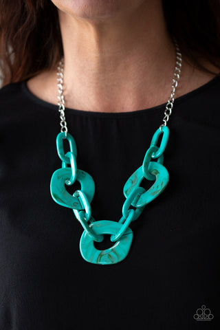 Courageously Chromatic - Blue - Acrylic Paparazzi Short Necklace - 2019 Summer Party Pack Exclusive