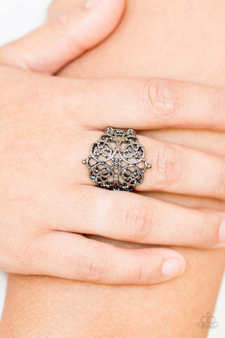 Victorian Valor Black Paparazzi Ring